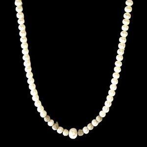 ON# Adjustable 18” - 23” Pearl Necklace with Silver clasp